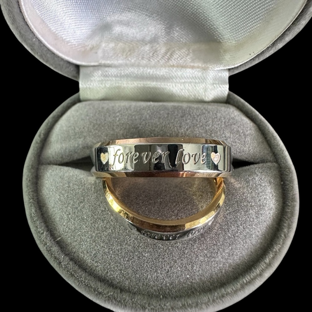Silver and Gold 'Forever Love' Ring Set